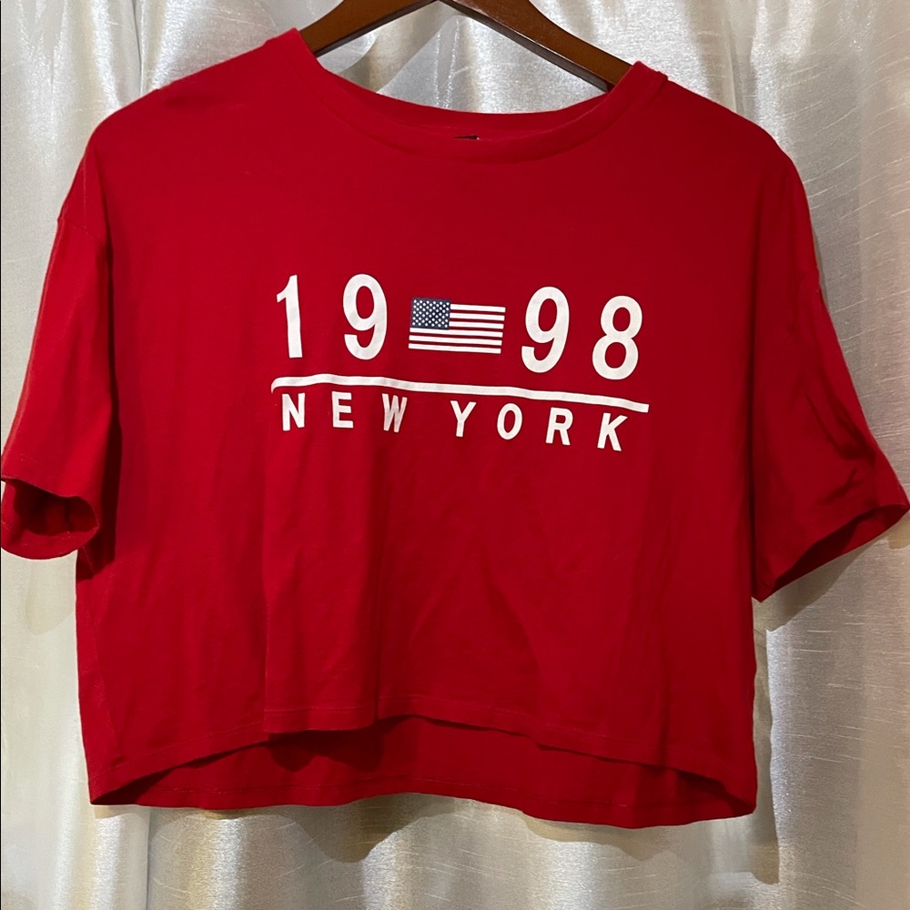 H&M USA New York Crop Top Red Size Medium Women’s